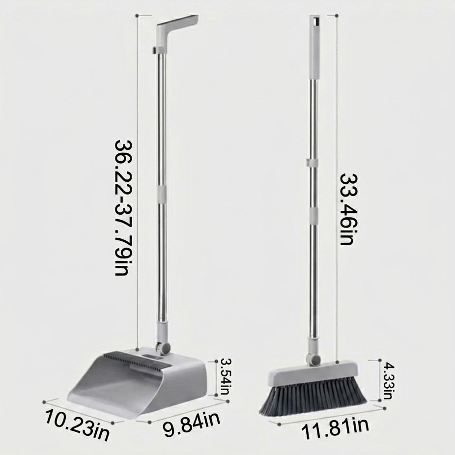 Broom & Dustpan Set with Built-In Hair Comb – Ergonomic & Space-Saving