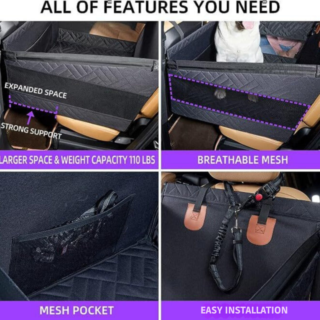 Comfort Travel | Car Seat Extender for Dogs with Stable Hard Bottom | Safe & Clean Travel Solution 1