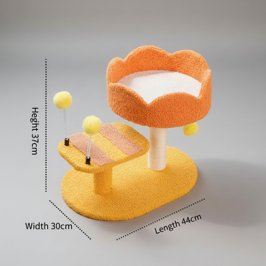 Cozy Cat Perch Station | Soft Plush Activity Center with Scratching Post | Engaging Playtime for Cats 1