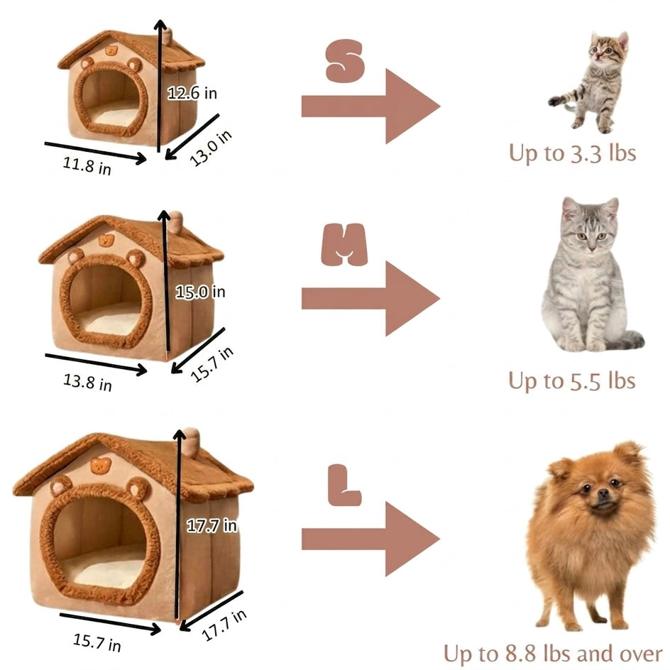 Plush Cat Cave Bed – Enclosed Design for Stress Relief & Cozy Rest
