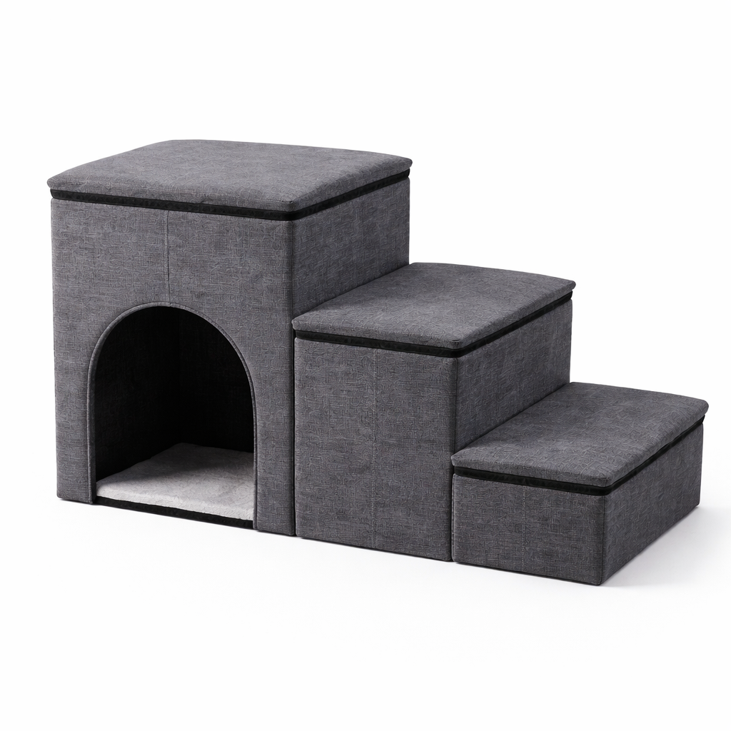Foldable Dog Stairs | Eco-Friendly Steps with Internal Storage for Easy Access to High Beds 10
