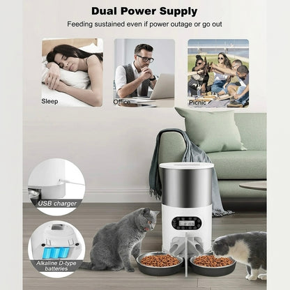4.5L Automatic Pet Feeder – App Control, Voice Recording & Dual Bowl Option