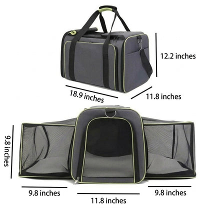 Expandable Pet Carrier Bag – Breathable Mesh, Foldable & Lightweight