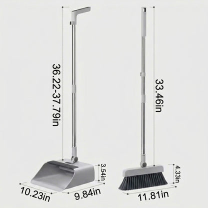 Broom & Dustpan Set with Built-In Hair Comb – Ergonomic & Space-Saving