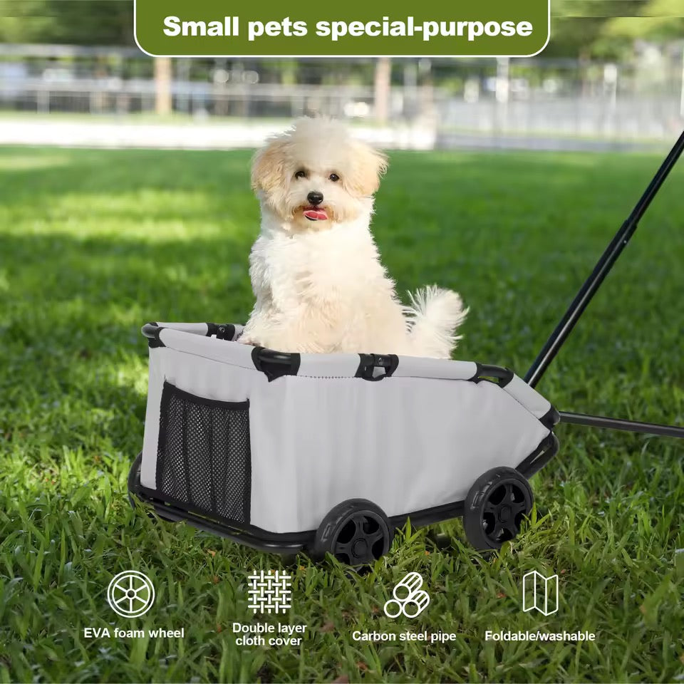 Foldable Pet Stroller – Lightweight with 360° Wheels for Small Dogs & Cats