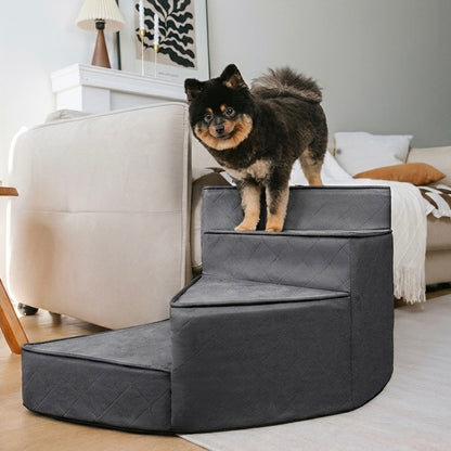 Spiral Dog Stairs – Water-Repellent Faux Leather & Joint-Friendly Sponge