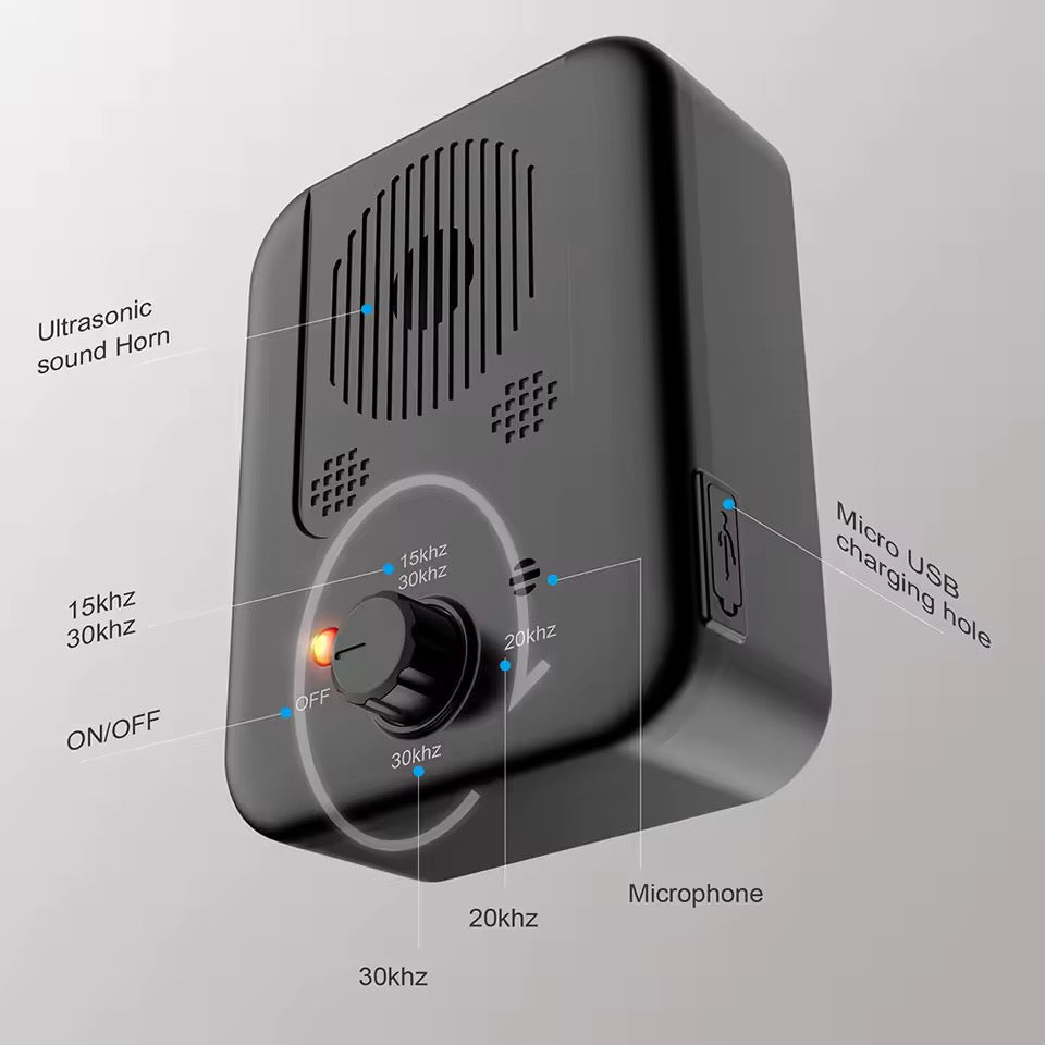 Ultrasonic Bark Control Device – 3 Range Settings & USB Rechargeable