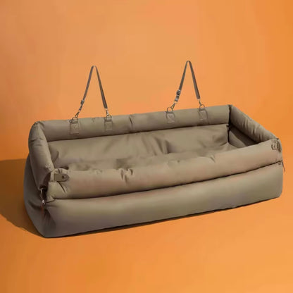 Dog Car Seat Booster – Faux Leather with Plush Padding & Non-Slip Base