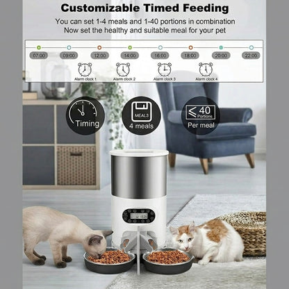4.5L Automatic Pet Feeder – App Control, Voice Recording & Dual Bowl Option