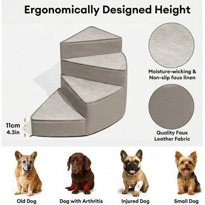 Spiral Dog Stairs – Water-Repellent Faux Leather & Joint-Friendly Sponge