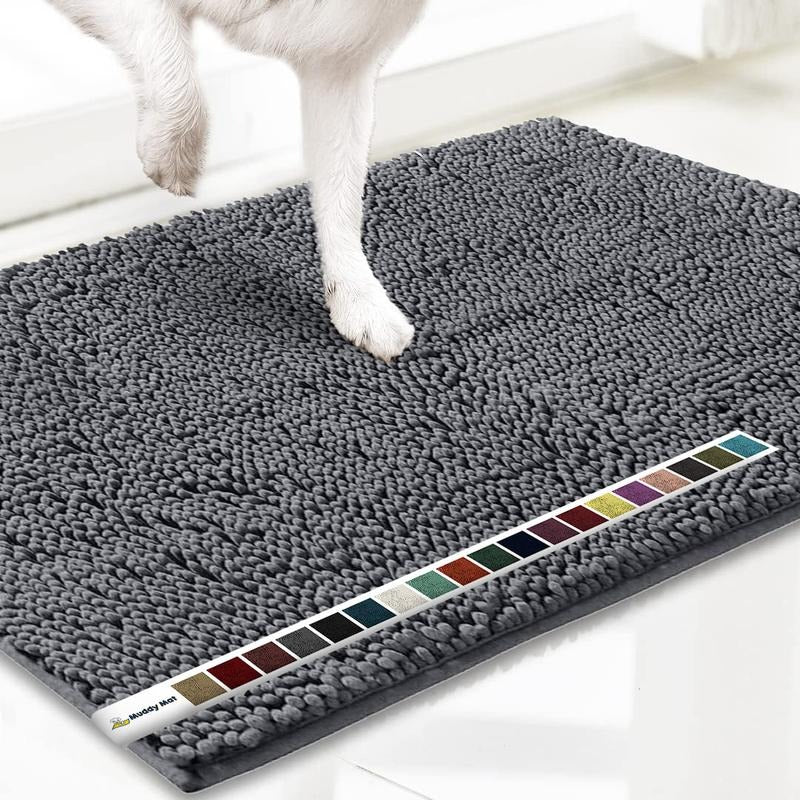 Absorbent Chenille Entryway Rug with Non-Slip Backing | Washable Indoor Mat for Easy Cleaning 0