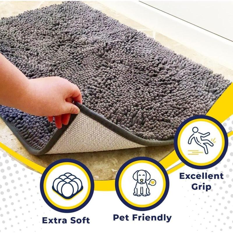 Absorbent Chenille Entryway Rug with Non-Slip Backing | Washable Indoor Mat for Easy Cleaning 7