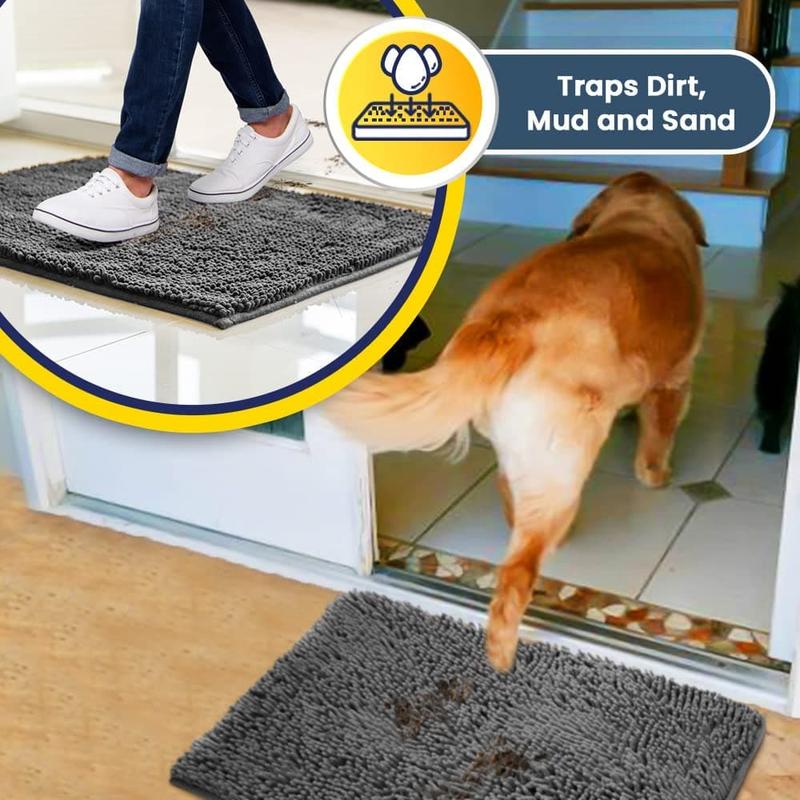 Absorbent Chenille Entryway Rug with Non-Slip Backing | Washable Indoor Mat for Easy Cleaning 8