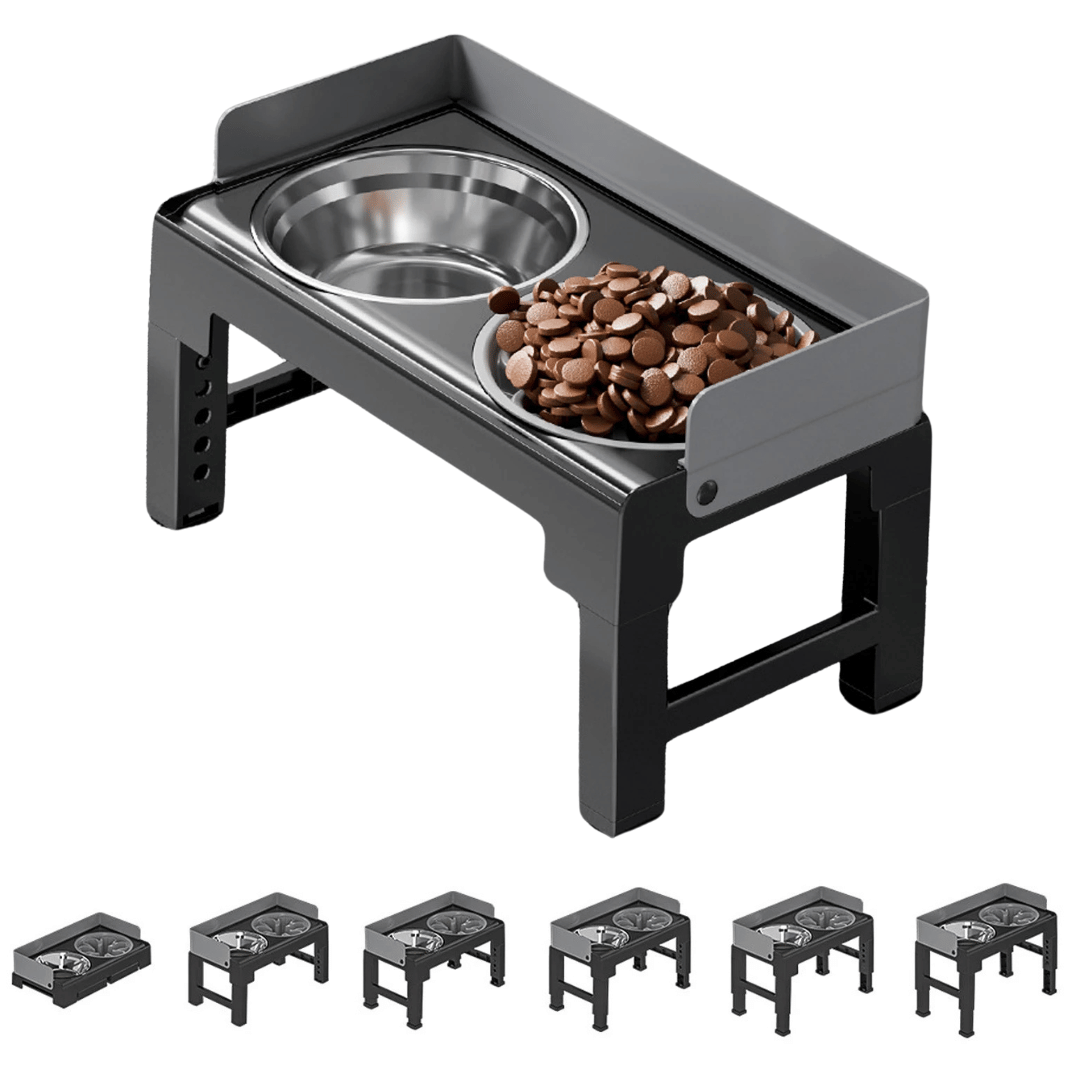 Adjustable Elevated Pet Feeder with Stainless Steel Slow Feeder Bowls | Ergonomic Design for Healthy Digestion 1