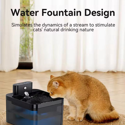 Automatic Cat Water Fountain | 2.2L | Infrared Sensor | USB-C Rechargeable | Quiet | Black