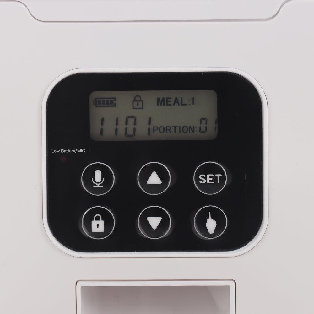 Automatic Pet Feeder with Bowl | Programmable Schedule | Battery Operated | White & Black | Cats & Dogs