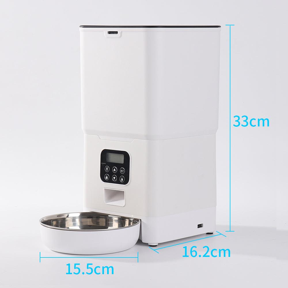 Automatic Pet Feeder with Bowl | Programmable Schedule | Battery Operated | White & Black | Cats & Dogs