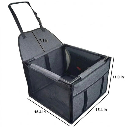Elevated Dog Car Seat – Side Storage Pockets & Adjustable Straps for Small Dogs
