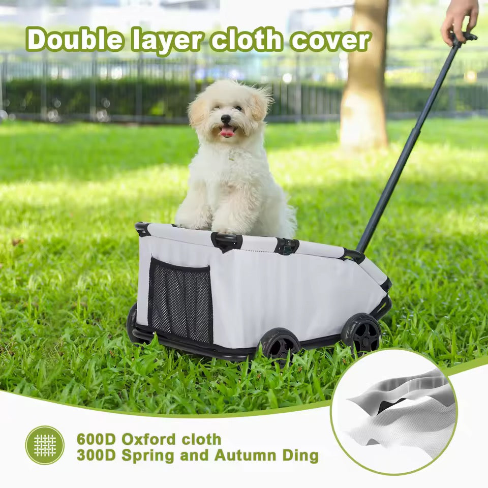 Foldable Pet Stroller – Lightweight with 360° Wheels for Small Dogs & Cats
