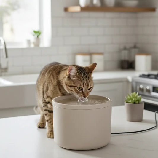 Ceramic Cat Water Fountain with Ultra-Silent Pump | 1L Capacity for Enhanced Hydration 0