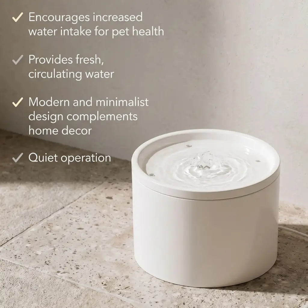 Ceramic Cat Water Fountain with Ultra-Silent Pump | 1L Capacity for Enhanced Hydration 3