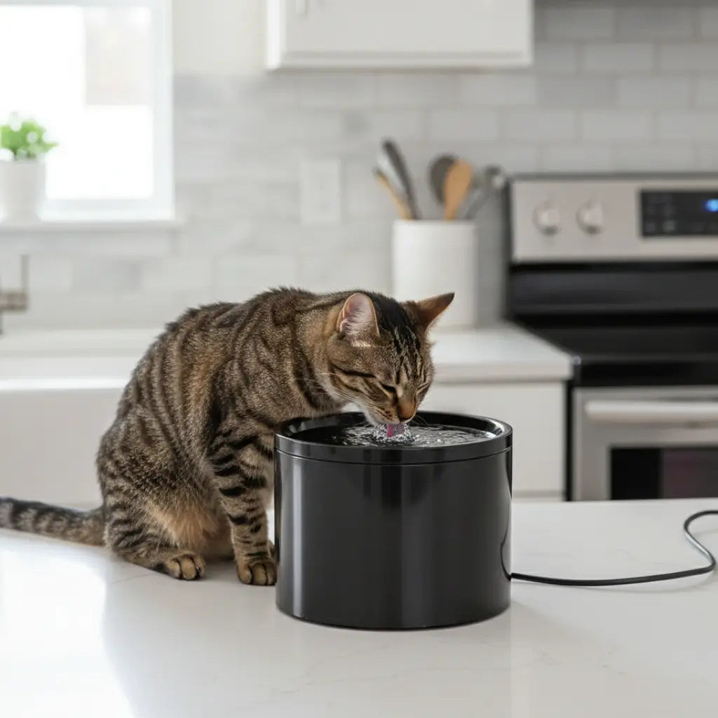 Ceramic Cat Water Fountain with Ultra-Silent Pump | 1L Capacity for Enhanced Hydration 8