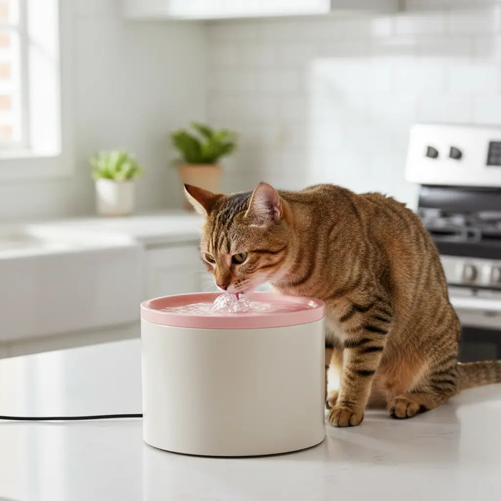 Ceramic Cat Water Fountain with Ultra-Silent Pump | 1L Capacity for Enhanced Hydration 9