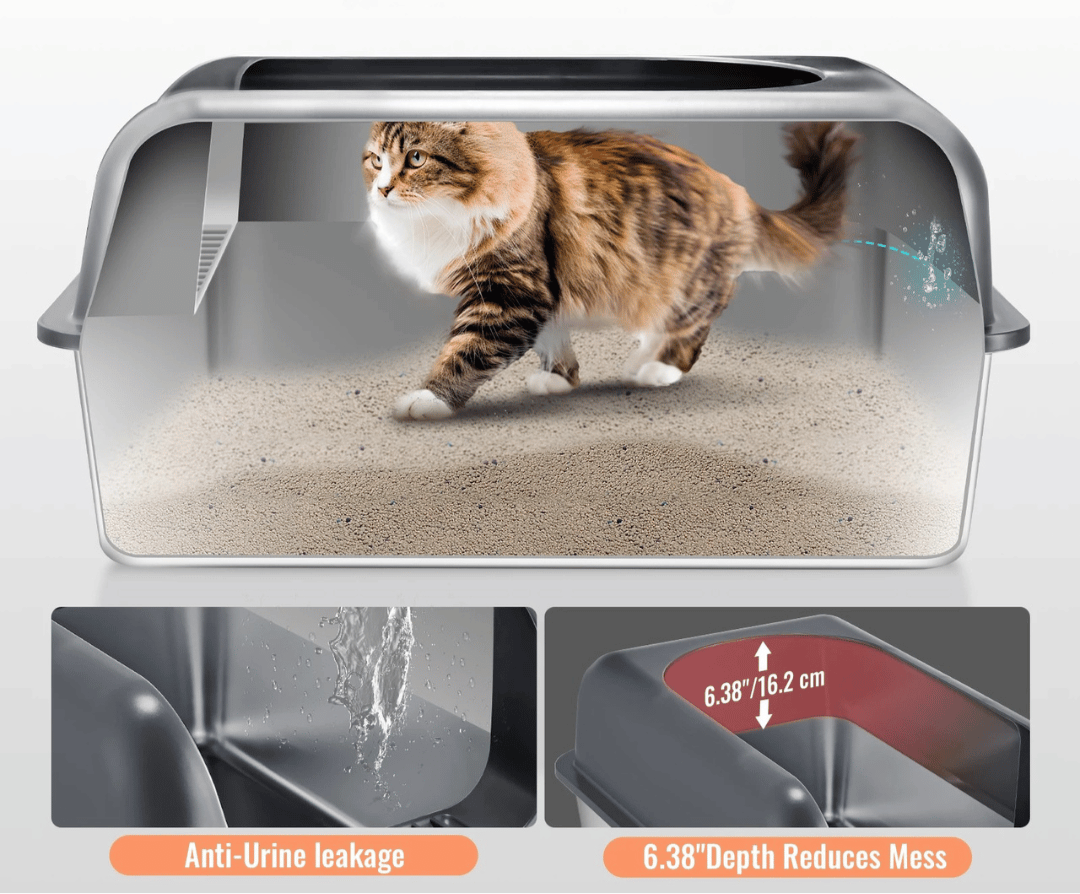 Clever Step | Extra Large Cat Litter Box with High-Sided Design | Stainless Steel Tray for Mess-Free Floors 2