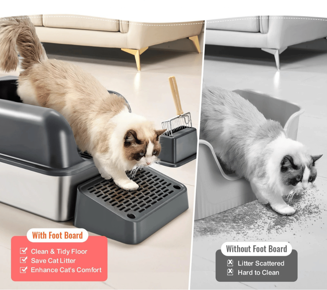 Clever Step | Extra Large Cat Litter Box with High-Sided Design | Stainless Steel Tray for Mess-Free Floors 4