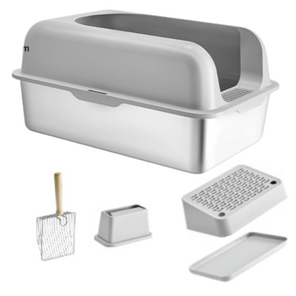 Clever Step | Extra Large Cat Litter Box with High-Sided Design | Stainless Steel Tray for Mess-Free Floors 7