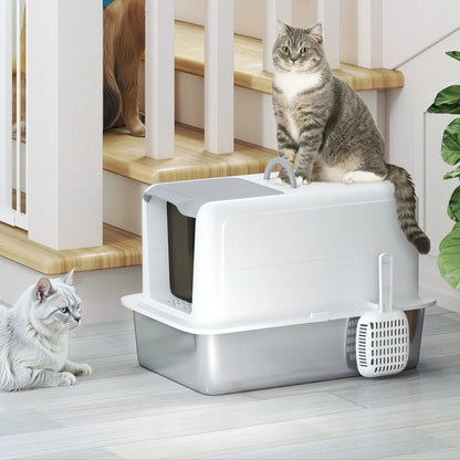 Comfort Haven | Cat Litter Box with Easy Clean Tray & Private Enclosure | Durable Stainless Steel for Odor Control 2