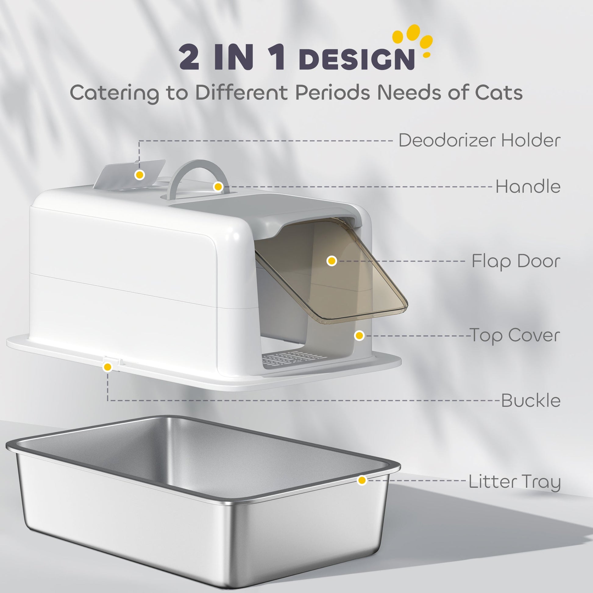 Comfort Haven | Cat Litter Box with Easy Clean Tray & Private Enclosure | Durable Stainless Steel for Odor Control 6