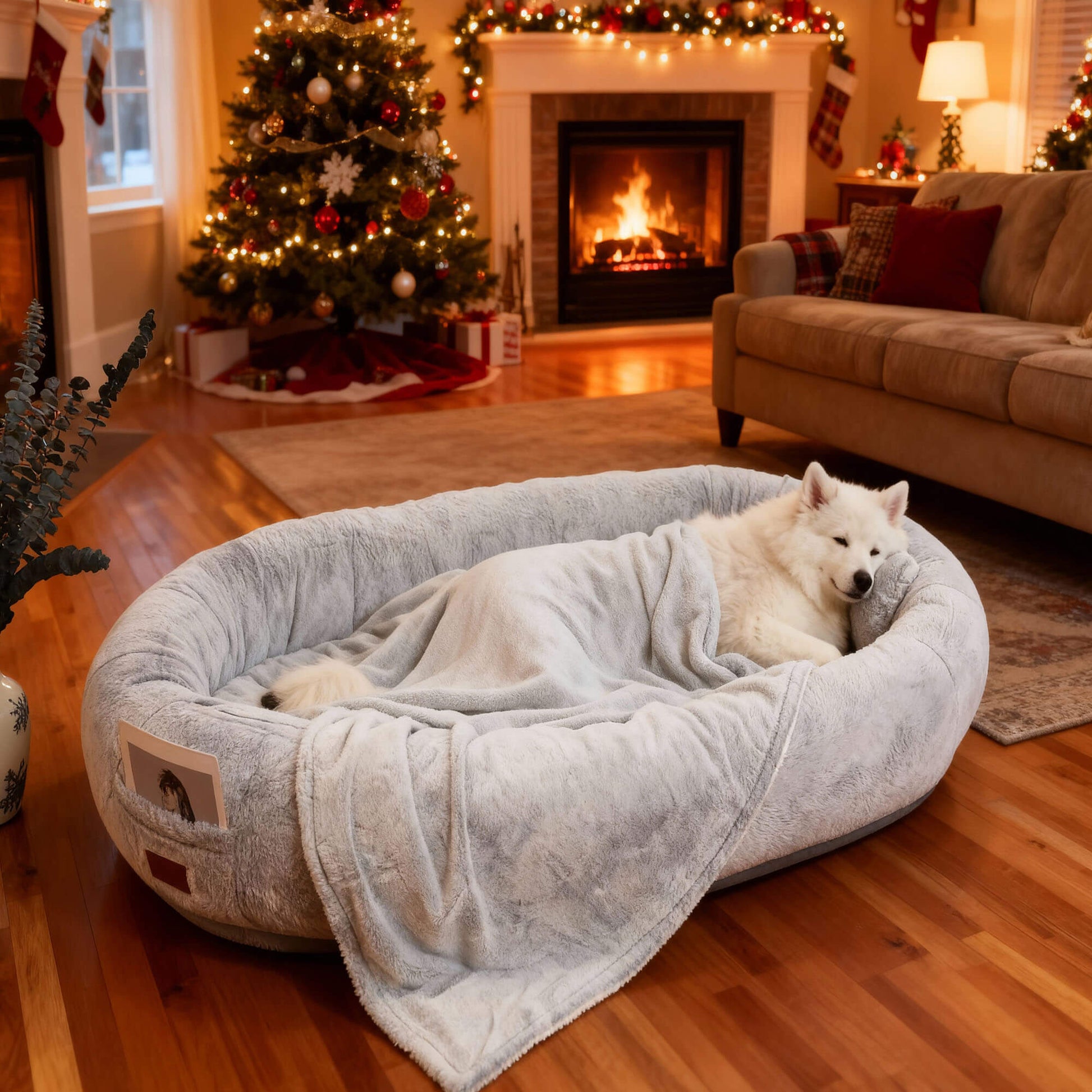 Comfort Haven | Large Dog Bed with Plush Faux Fur & Storage Pocket | Cozy Napping Space for Ultimate Relaxation 3