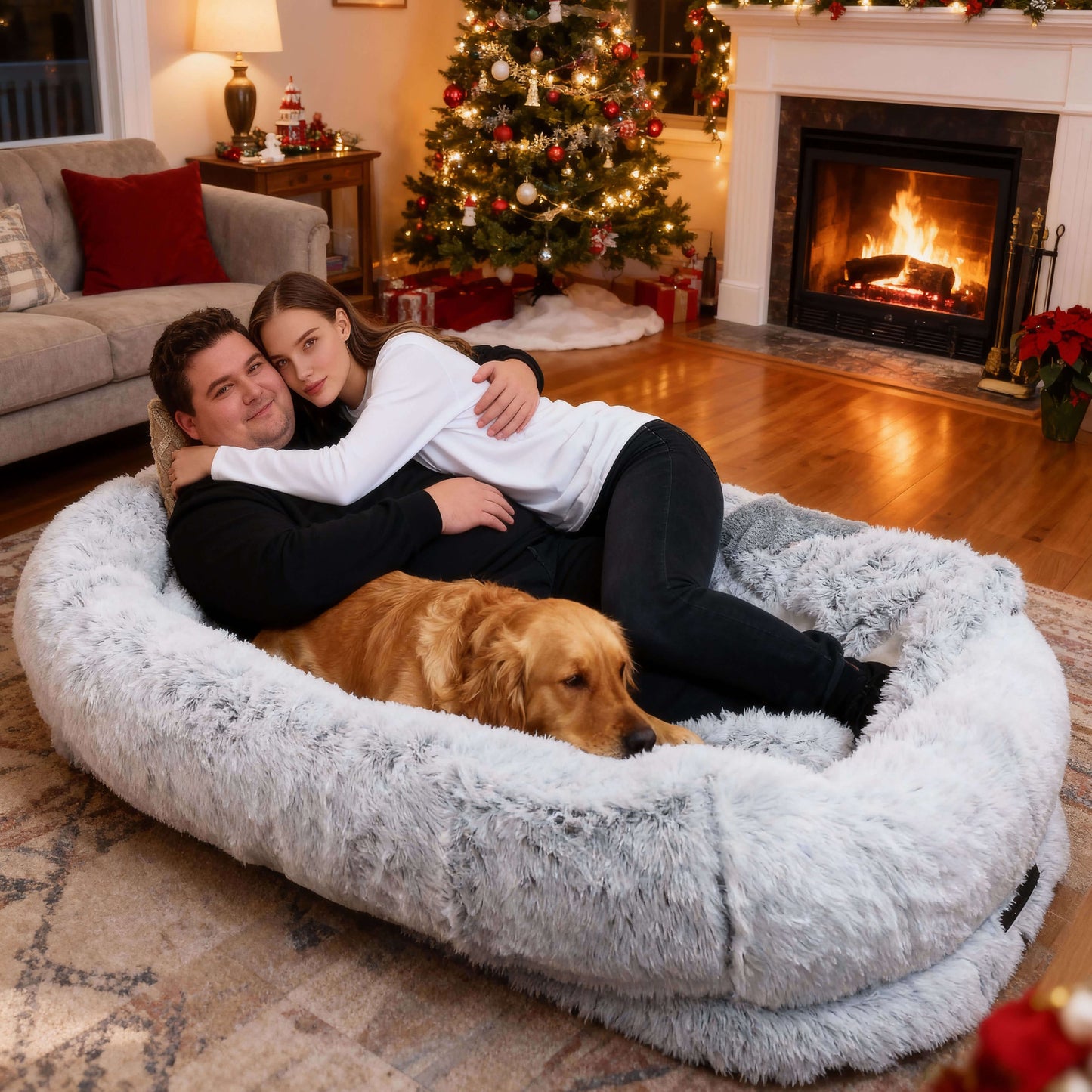 Comfort Haven | Large Dog Bed with Plush Faux Fur & Storage Pocket | Cozy Napping Space for Ultimate Relaxation 5