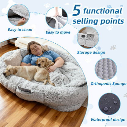 Comfort Haven | Large Dog Bed with Plush Faux Fur & Storage Pocket | Cozy Napping Space for Ultimate Relaxation 6
