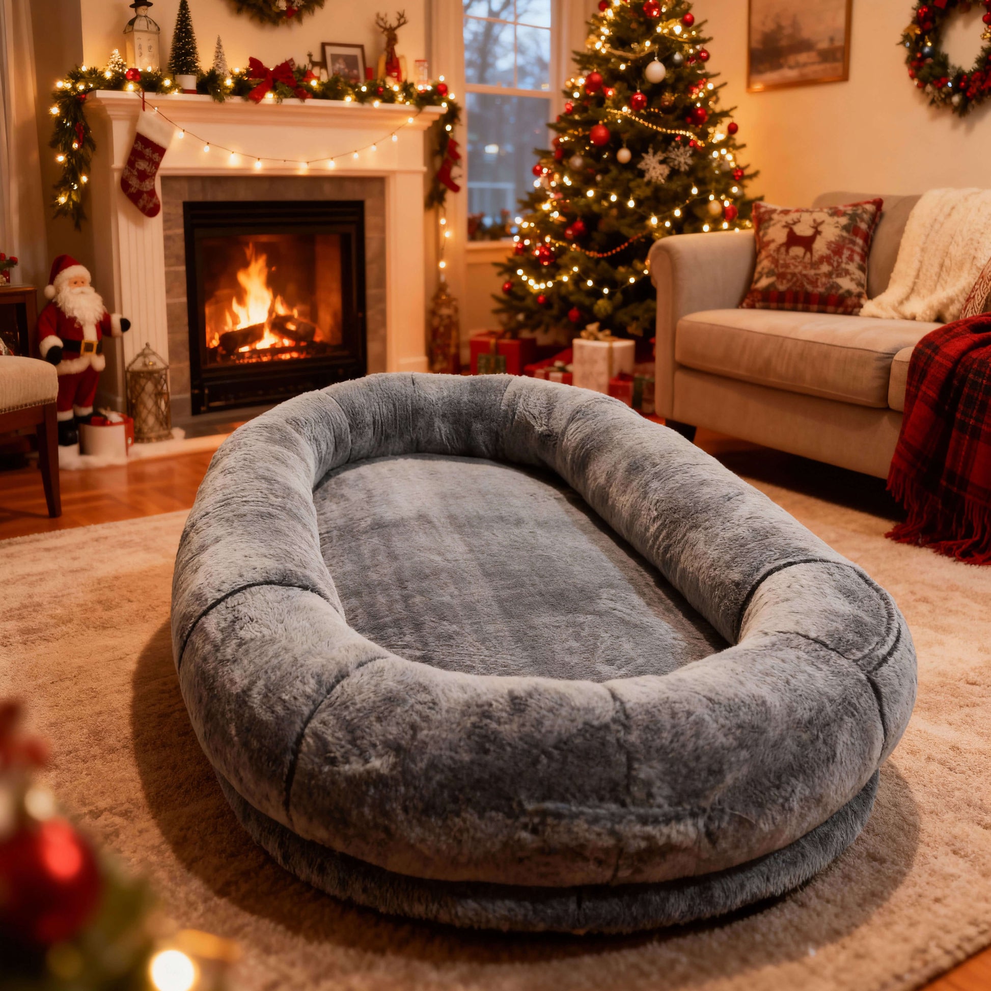 Comfort Haven | Large Dog Bed with Plush Faux Fur & Storage Pocket | Cozy Napping Space for Ultimate Relaxation 7