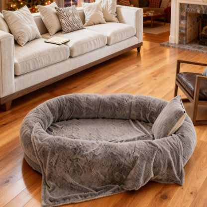 Comfort Haven | Large Dog Bed with Plush Faux Fur & Storage Pocket | Cozy Napping Space for Ultimate Relaxation 8