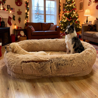 Comfort Haven | Large Dog Bed with Plush Faux Fur & Storage Pocket | Cozy Napping Space for Ultimate Relaxation 9