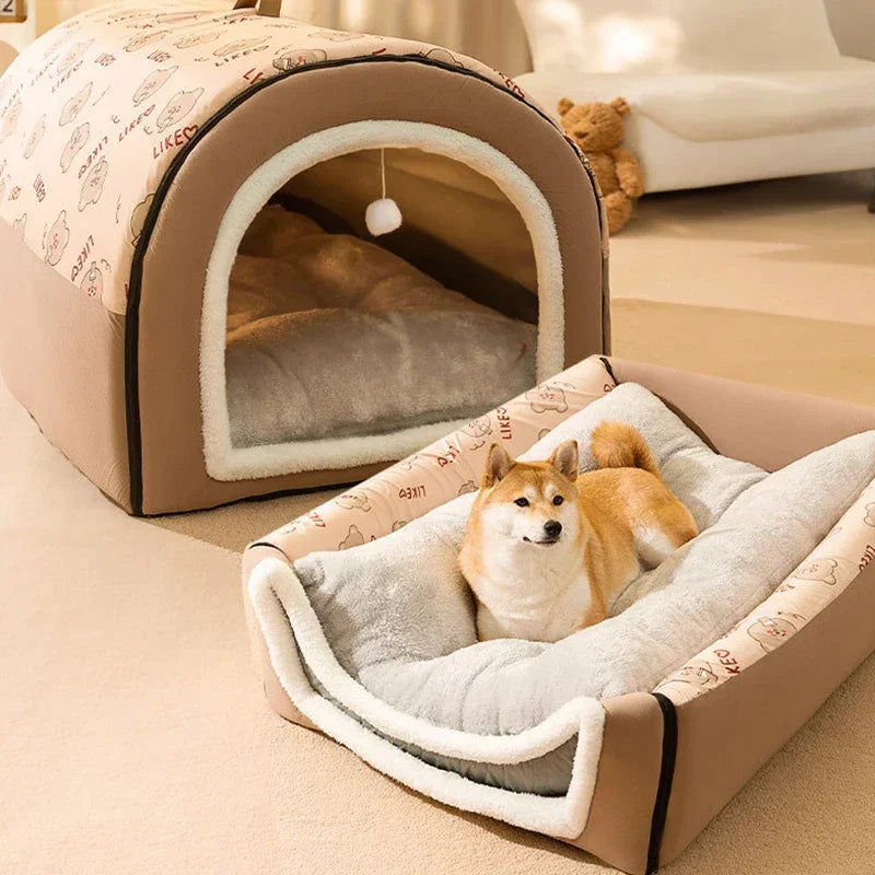 CozyCave | Large Dog Bed with Removable Washable Mat | Warm Shelter for Comfort 0