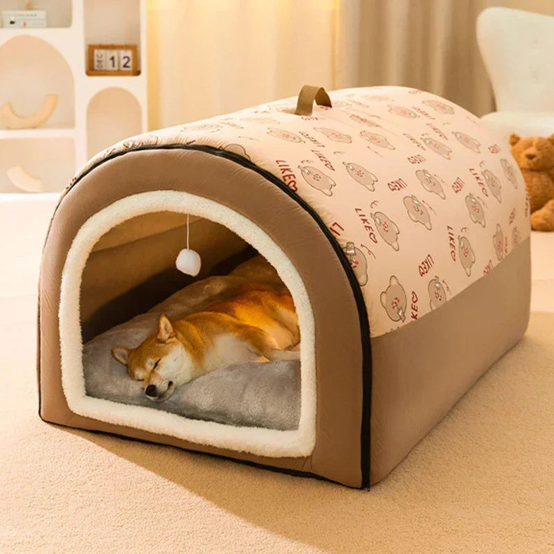 CozyCave | Large Dog Bed with Removable Washable Mat | Warm Shelter for Comfort 1