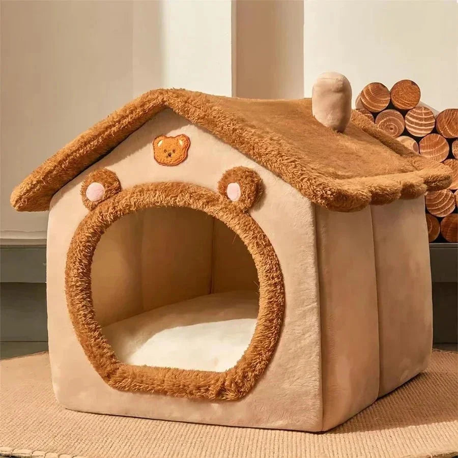 Cozy Cat Bed | Plush Cat Cave with Enclosed Design for Stress Relief 0