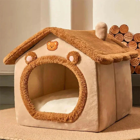 Cozy Cat Bed | Plush Cat Cave with Enclosed Design for Stress Relief 0