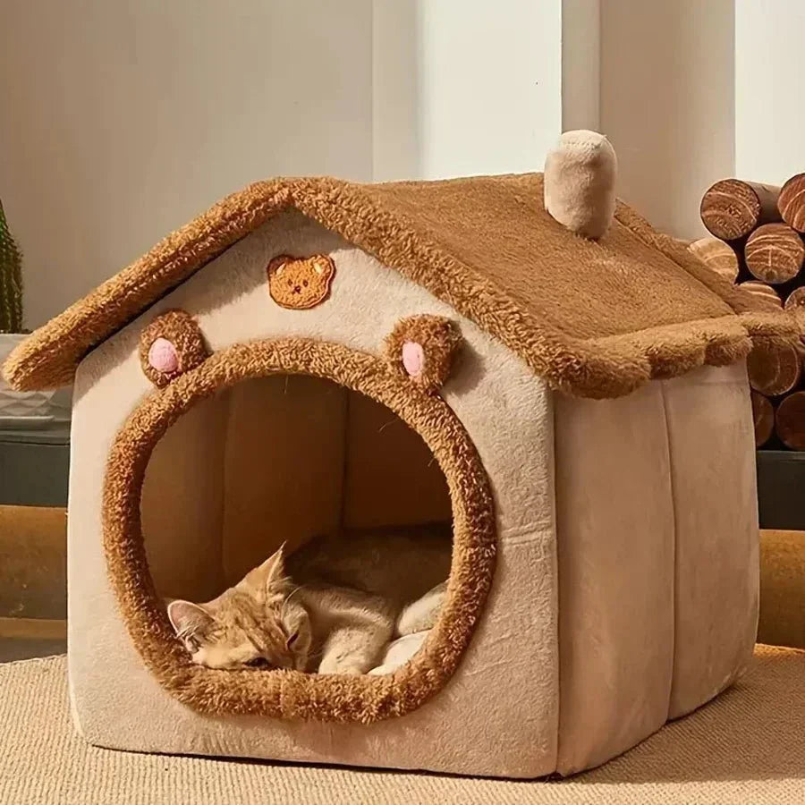 Cozy Cat Bed | Plush Cat Cave with Enclosed Design for Stress Relief 1