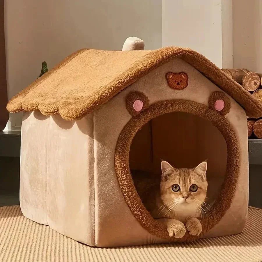 Cozy Cat Bed | Plush Cat Cave with Enclosed Design for Stress Relief 2