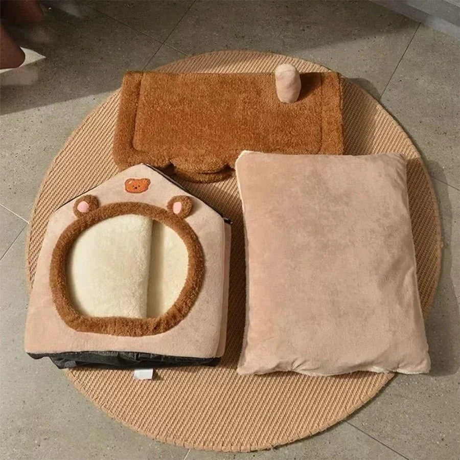 Cozy Cat Bed | Plush Cat Cave with Enclosed Design for Stress Relief 3