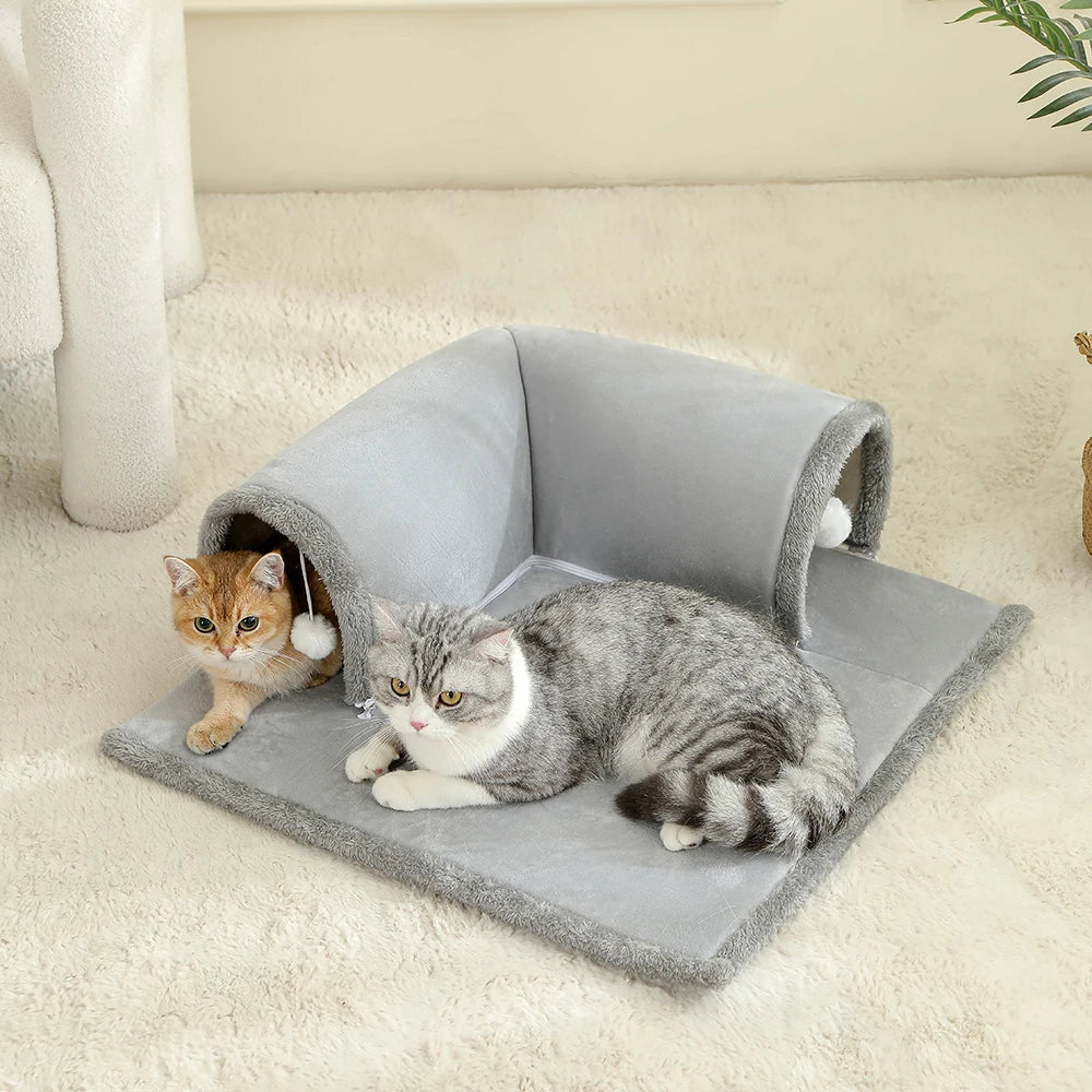 Cozy Cat Bed | Plush Tunnel Design with Engaging Play Area | Multifunctional Retreat for Indoor Cats 4
