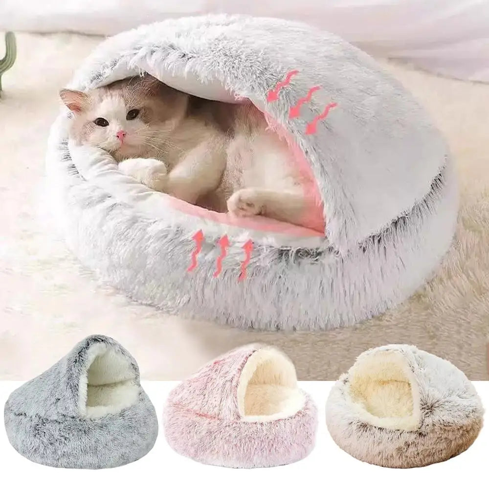 Cozy Cat Cave | Plush Cat Bed with Soft Textures for Ultimate Comfort 1