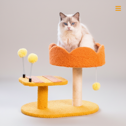 Cozy Cat Perch Station | Soft Plush Activity Center with Scratching Post | Engaging Playtime for Cats 0