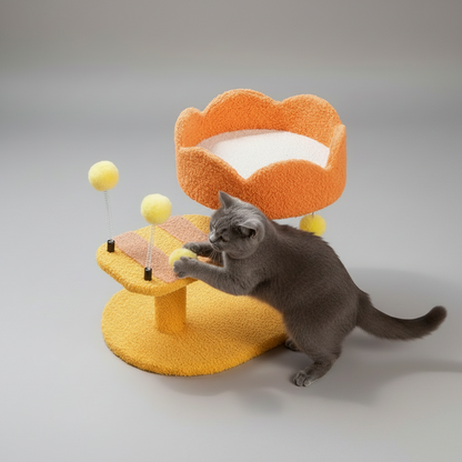 Cozy Cat Perch Station | Soft Plush Activity Center with Scratching Post | Engaging Playtime for Cats 4