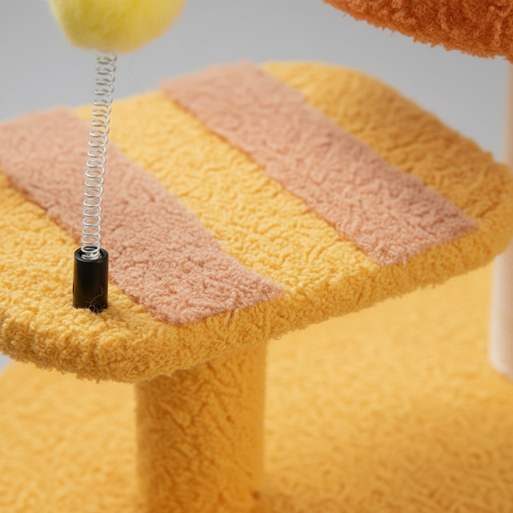 Cozy Cat Perch Station | Soft Plush Activity Center with Scratching Post | Engaging Playtime for Cats 5